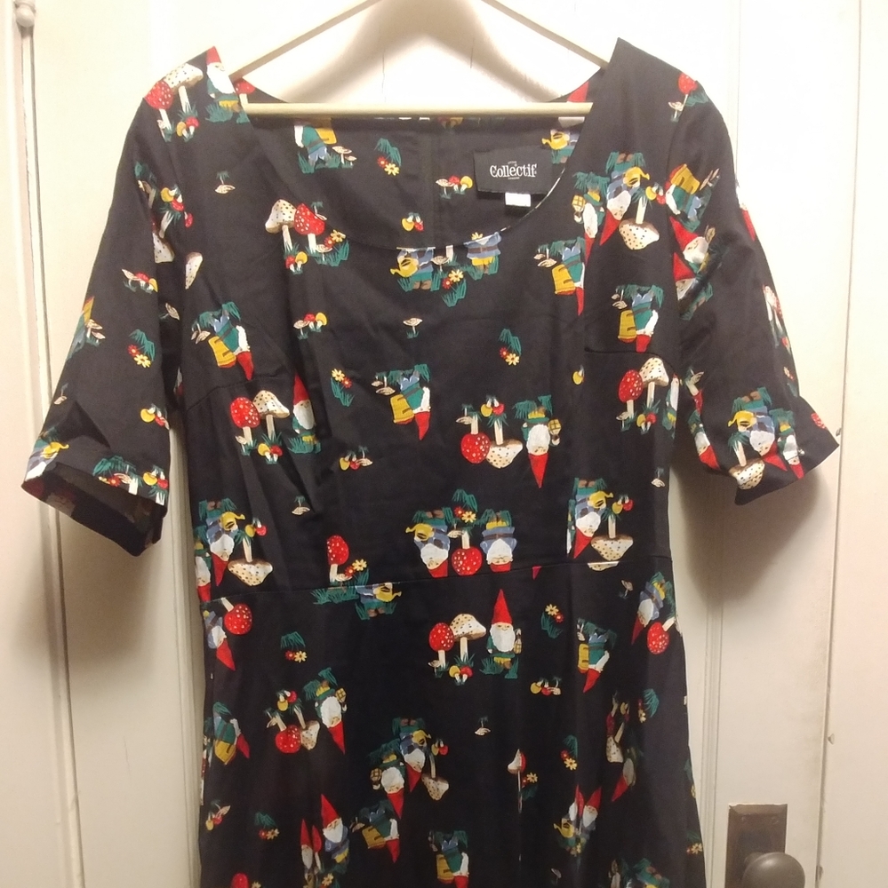 Collectif Gnome dress, retro rockabilly style